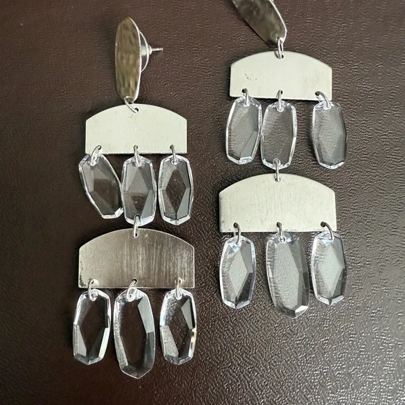 Kendra Scott Silver and Clear Chandelier Dangle Earrings - Picture 7 of 7